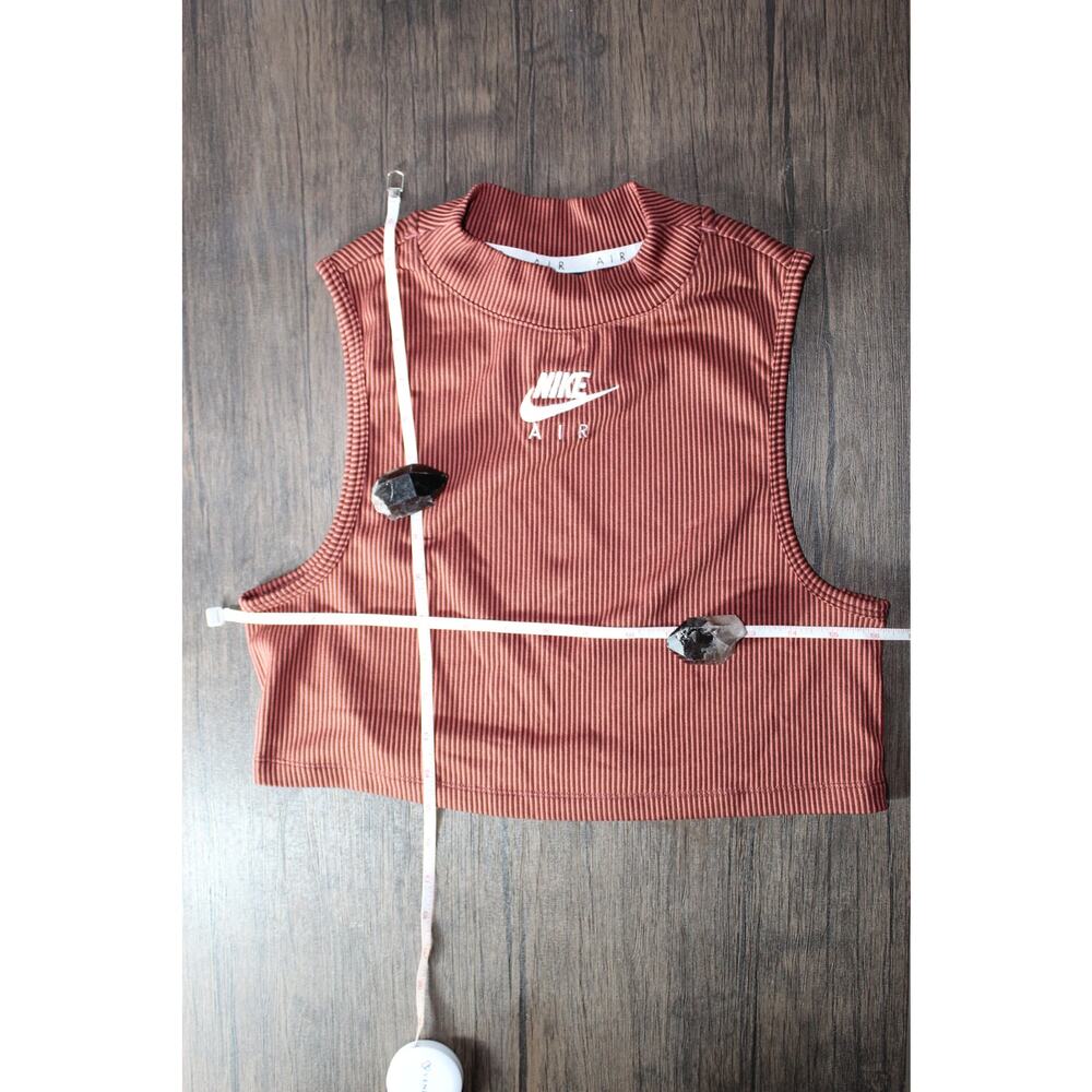 Nike Air Cropped Tank Ribbed Brown Mock Neck Canyon Rust Medium - Picture 4 of 7